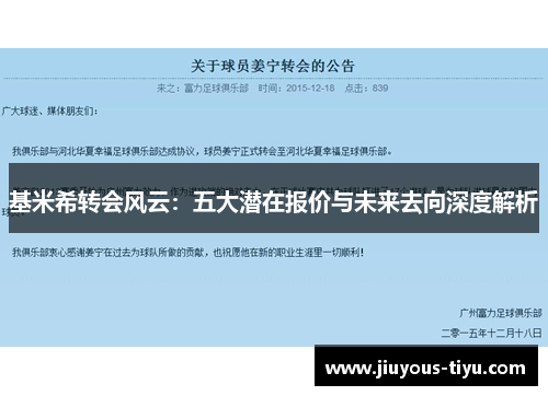 基米希转会风云：五大潜在报价与未来去向深度解析